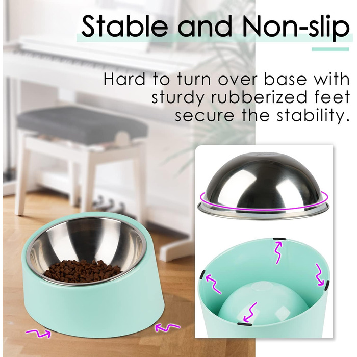 Нахилена годівниця для собак та котів SuperDesign 15°, зелений меламін, 600 мл