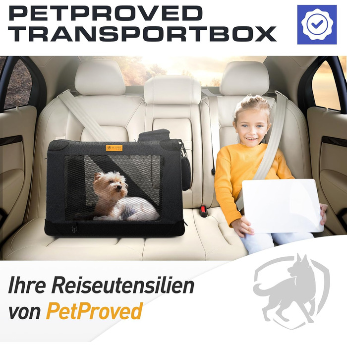 Складана транспортна переноска PETPROVED для собак і котів, велика, синя, для дому, авто, багажника, зручна переноска для тварин