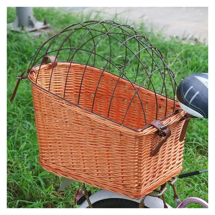 Корзина для тварин на велосипед, передня та задня, плетені, з металевим покриттям, для собак та котів