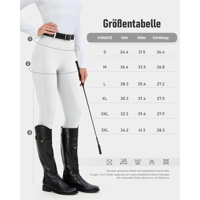 Легінси для верхової їзди HMILE для жінок з силіконовим посиленням, висока талія, еластичні, з кишенею для телефону та петлями для ременя (білі, M)