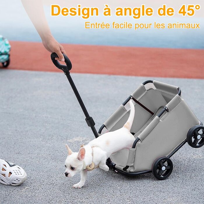 Дитяча коляска 3 в 1 для собак та котів, складний тролей для домашніх тварин з 4 EVA-колесами, сірим кольором (51 x 35 x 31 см)