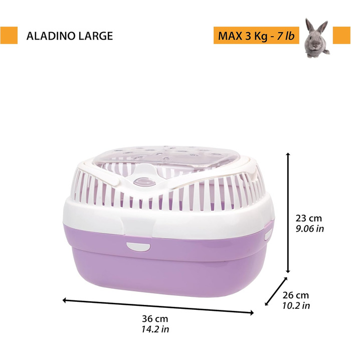 Клітка-переноска Ferplast Aladino Large для хом'яків та дрібних гризунів, рожева 36x26x23 см