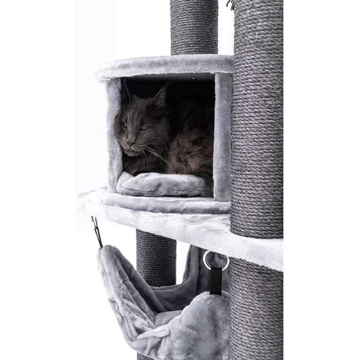 Когтеточка для великих котів Petrebels Scenic View 197 XXL, міцна, для Мейн-кунів, товсті стовпи Ø12 см, сіра/світло-сіра