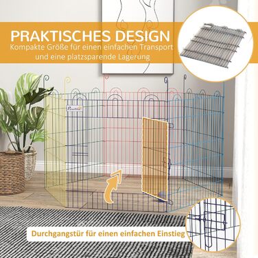 PawHut вольєр для цуценят, металевий, кольоровий, Ø120 x H60 см