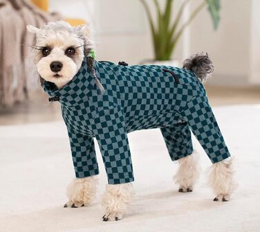 Теплий флісовий зимовий одяг для собак - теплий піжамний комбінезон з коміром для собак маленьких та середніх порід, блакитний (L)