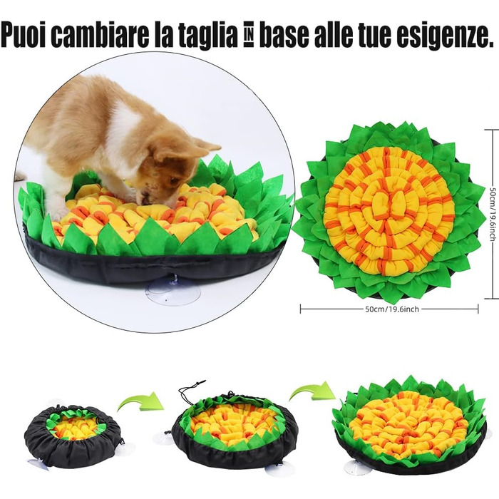 Килимок-нюхалка для собак Naglreia, інтелектуальна іграшка, міцний, інтерактивний, 50х50 см, зелений