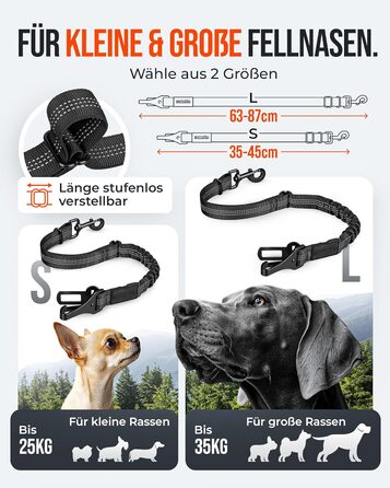 Автогурт для собак 'Argo' – регульований безпечний ремінь з амортизацією та ISOFIX, підходить для всіх порід (Чорний, S, 35-45 см)