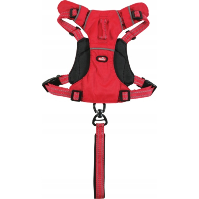 Шлейка для собак (розмір L), червона, з інтегрованою ручкою-поводцем + ласощі з лосося