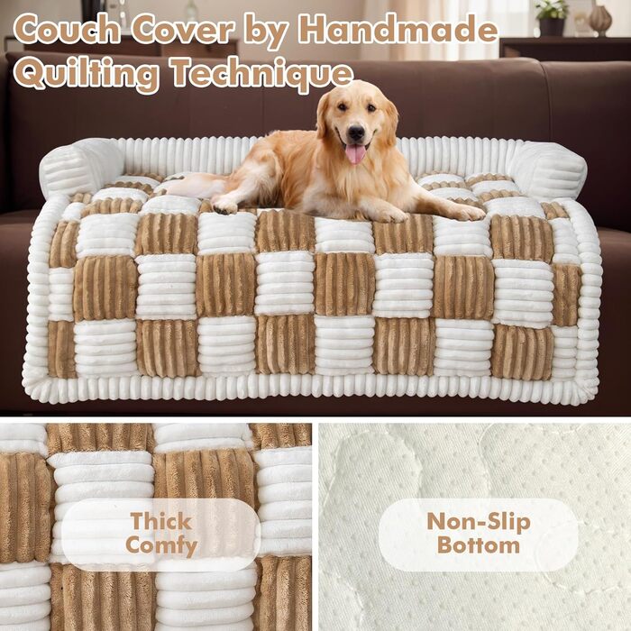 Чохли для дивану LiveGo для домашніх тварин, м'який килимок для собак, захисний чохол для дивану, підходить для собак та котів, розмір 75x75x13 см, світло-коричневий