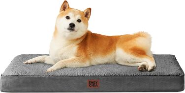 Ортопедичне ліжко для собак середнього розміру EHEYCIGA, 91x68x9 см, сіре, з м'яким килимком, для переноски, водонепроникне