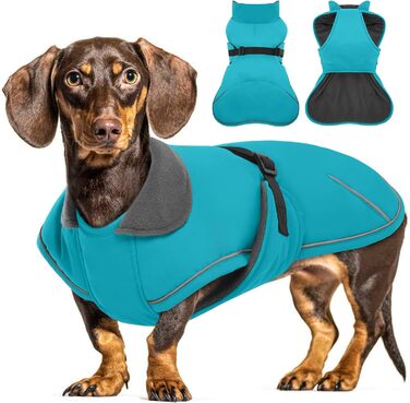 Зимовий антідощовий антівітряний антіфільтр для такс, тепла куртка для собак, теплий антіфільтр для собак з захистом живота та отвором для повідка, зимові куртки для собак (S, Marine)