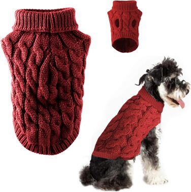 Пуловер для собак на зиму: теплий, м'який, з високим коміром для малих, середніх та великих собак (M, червоний)