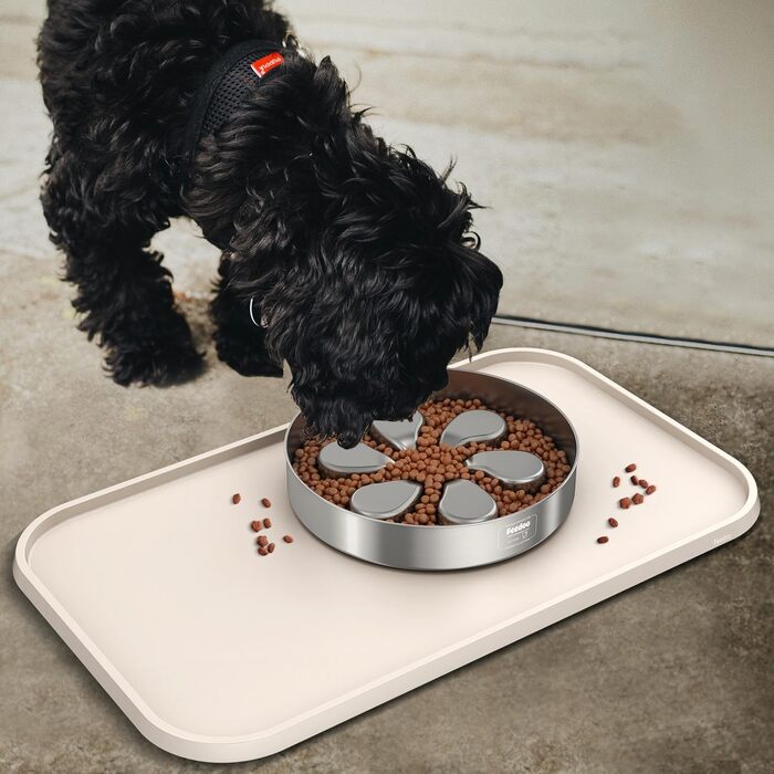 Підкладка під годівницю для тварин Feedoo: стійка до деформації, з піднятим бортиком, водонепроникна силіконова вставка, неслизька основа, захищає підлогу, BPA-free, придатна для миття в посудомийній машині