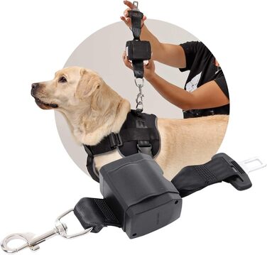 Автоматичний собачий ремінь безпеки для автомобіля - висувний, німецьке виробництво / Ремінь для собак середніх та великих порід / Ремінь з поворотним карабіном з нержавіючої сталі