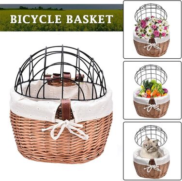 Фahrradkorb Für Haustiere – Кошик для тварин на велосипед, 40 см, плетіння з лози, знімний захист, переноска для котів та собак | Знімний кошик для велосипеда, для їзди на відкритому повітрі, подорожей