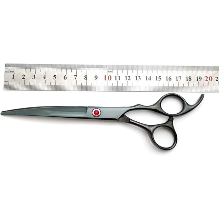 Професійний набір для грумінгу 7 дюймів: ножиці прямі та вигнуті, ножиці для фінальної обробки, гребінець та аксесуари, нержавіюча сталь, ергономічний дизайн, для догляду за тваринами вдома та в салоні, чорний