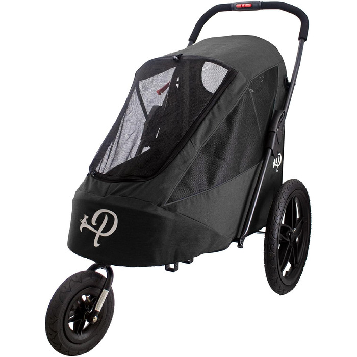 Petique Breeze - візок для собак великих порід, чорний, з повітряними колесами, трансформується у велопричіп, 1 шт.