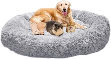 Ортопедичне ліжко-лежанка для собак XL: м'яке, кушетка з memory foam, антистрес, для великих та середніх собак, сіре