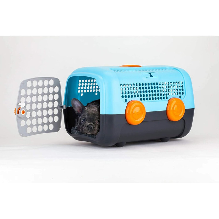 Транспортний бокс для собак та котів UNITED PETS A.U.T.O., міцний, виготовлений в Італії, зелений/бежевий, з гігієнічним килимком, 51 x 37 x 33 см