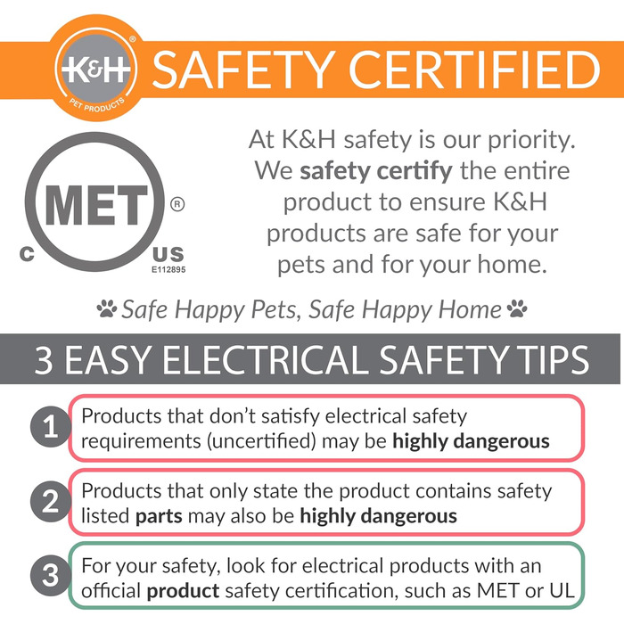 K&H Pet Products Лектро-Софт ортопедичне підігрівне ліжко для великих собак або кількох котів, безпечне, водонепроникне, м'яке, гнучке, знімний чохол, розмір L 91,4 см
