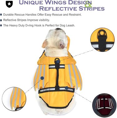 Рятувальний жилет для собак з плавниками, для собак з проблемним підборіддям, легкий та безпечний для водних видів спорту, з ручкою та світловідбиваючими елементами, для малих, середніх та великих собак (XL, жовтий)