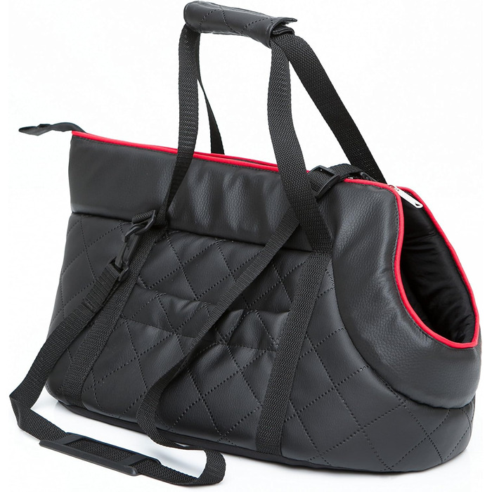 Чорна сумка-переноска для собак та котів до 5 кг з екошкіри (25 x 50 x 27 см)