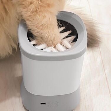 Мийка для лап собаки, портативна, двоступенева, захист від бризок, аксесуар для догляду за собаками, для подорожей та кемпінгу (сіра)