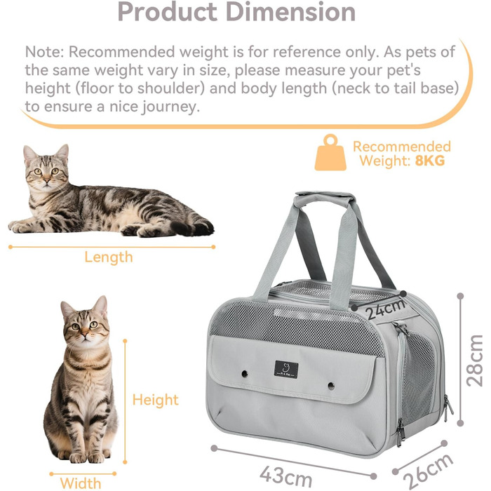 Транспортний бокс для котів та собак, сірий. Підходить для авіаперельотів та авто. Легкий, з безпечними пряжками та сіткою. Також використовується як сумка для зберігання.