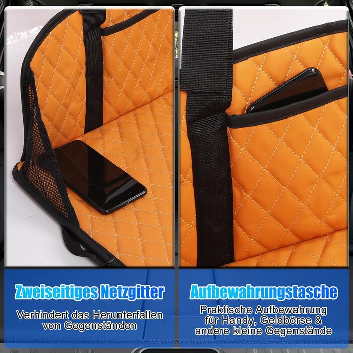 Розширювач для заднього сидіння автомобіля, розкладна платформа для сну, універсальний для SUV, MPV та компактних авто (оранжевий, шкіра)