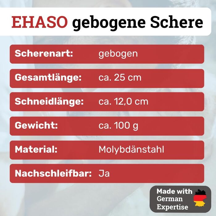 Професійна вигнута ножиця для собак EHASO | 25 см | Висока якість, Solingen, Японія