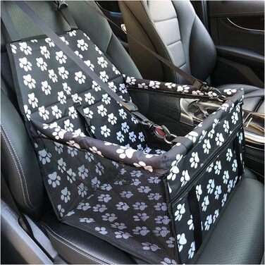 Автомобільний аксесуар MENGQI для собак: водовідштовхуючий, дихаючий килимок-підстилка для автомобіля, безпечний бустер, зручна переносна сумка (чорний/білий)