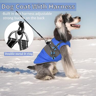 Теплий зимовий одяг для собак, куртка та жилет для маленьких та середніх порід, з світловідбиваючим жилетом, блакитний (S, блакитний)