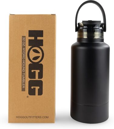 Водяна пляшка для собак Hogg Hydro Hound з нержавіючої сталі, ізольована, з неслизьким покриттям, чорний колір, 907.2 г