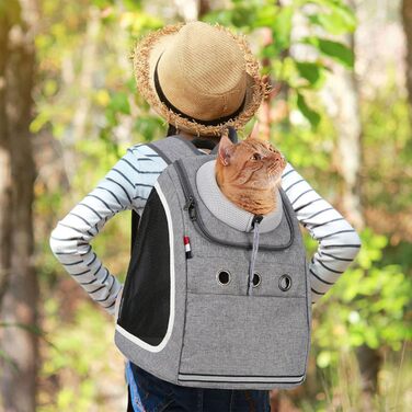PETCUTE Рюкзак для собак та котів - переноска для маленьких тварин, сірий, для подорожей, кемпінгу та прогулянок