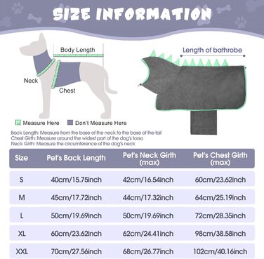 Рушник для собак з мікрофібри, швидко сохне, регульований, надзвичайно поглинаючий, для середніх та великих собак, легко одягається, (сіро-зелений, M)