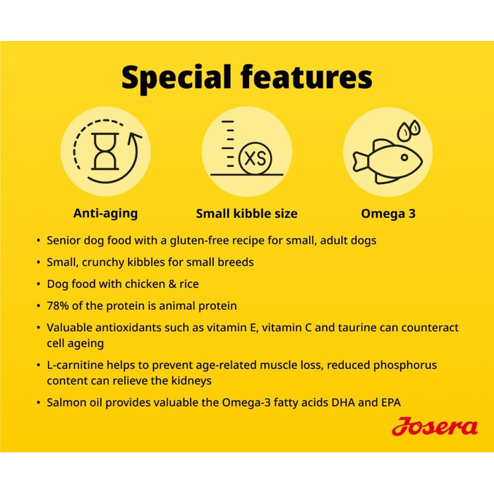 Сухий корм для літніх собак малих порід JOSERA Mini Senior, 3 кг (набір з 3 шт)