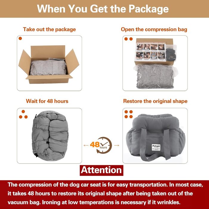 Автокрісло для собак маленьких порід, переносна автолюлька для цуценят, стильна переносна сумка для тварин з великими кишенями, автокрісло для собак, яке можна прати в пральній машині (Чорний)