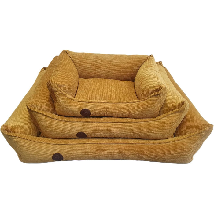 Ортопедичне ліжко для собак, сумісне з великими, середніми та маленькими породами, жовто-гірчичний колір, миється, розмір M (77x60x20 см)