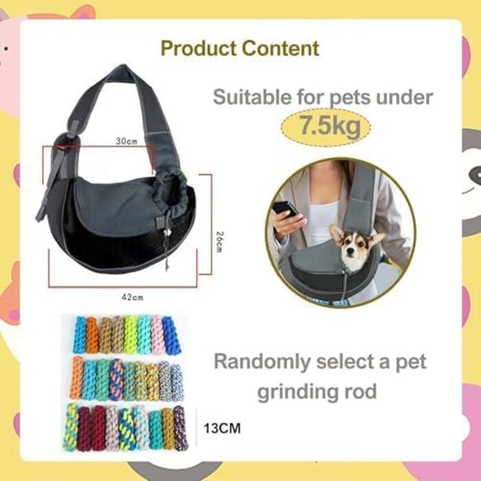 Сумка-переноска для собак та котів, сіра, з регульованим ремінцем