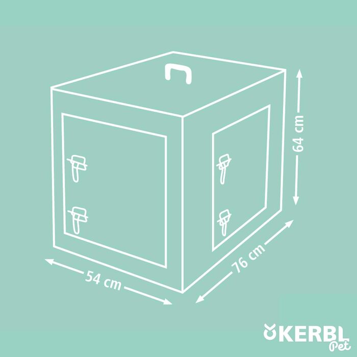 Складана металева транспортна клітка для тварин Kerbl, 76×54×64 см, 2 двері, чорна