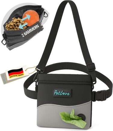 Сумка для кормів PetLove Leckerlibeutel для собак • З магнітною застібкою • З диспенсером для відходів • Можна використовувати як поясну сумку • Сіра L