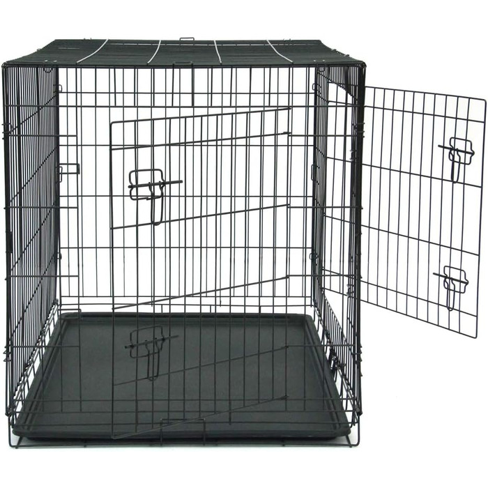 Клітка для собак 42' - складана переноска для собак, металева переноска з 2 дверцятами, переноска для автомобіля, переноска для тварин, переноска для собак з піддоном