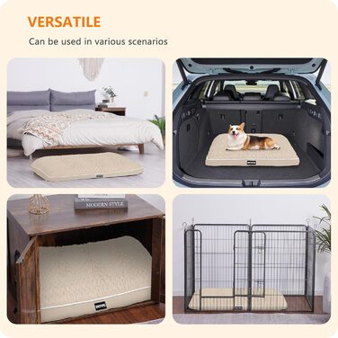 Ортопедичне ліжко для собак, матрац для собак з двошаровим дизайном, миється, знімний кошик для собак, 90 см для собак маленьких та середніх порід, бежевий колір, розмір 89 x 59 x 10 см