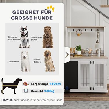 Клітка для собак PawHut - переноска з 3 дверцятами, полиця для іграшок, коліщатка, біла, для великих собак