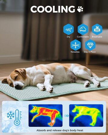 Килимок охолоджуючий для собак Lekereise, 157x206 см, зелений (миючий)