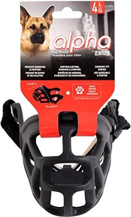 Нашийник-маска для собак великих порід Zeus Alpha TPR, L, чорний, Comfort Fit