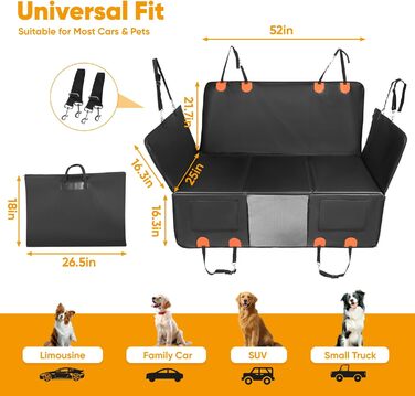 Автоматичний килимок для собак у машину BugyKido, захист заднього сидіння, водонепроникний, анти-царапин, до 180 кг