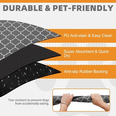 Килимок для годування собак Kooltail, швидковисихаючий, водонепроникний, з гумовою основою, розмір 12'x20' (1 шт.), принт 'Клевер'