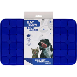 Килимок для собак з квітковим візерунком 21 x 34 см - Силіконовий повільний годівник, миється в посудомийній машині (Блакитний)