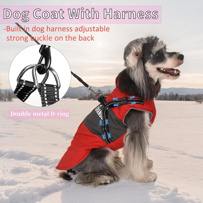 Зимовий одяг для собак, теплий нашийник, одяг для цуценят, куртка для собак, світловідбиваючий нашийник для маленьких та середніх собак, блакитний (M, червоний)